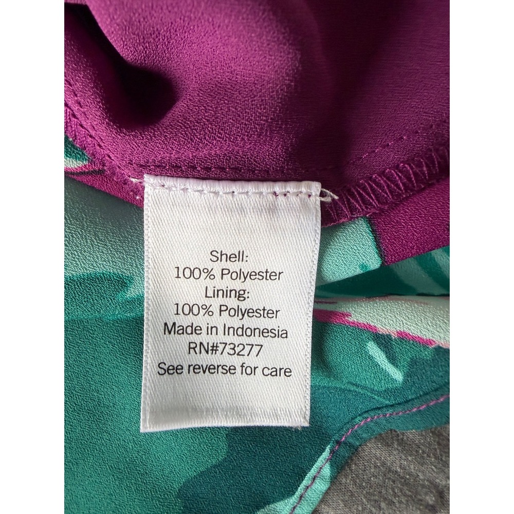 Nine West Womens 2X Abstract Floral Sleeveless V-Neck Blouse Magenta Teal Pink - Picture 4 of 9